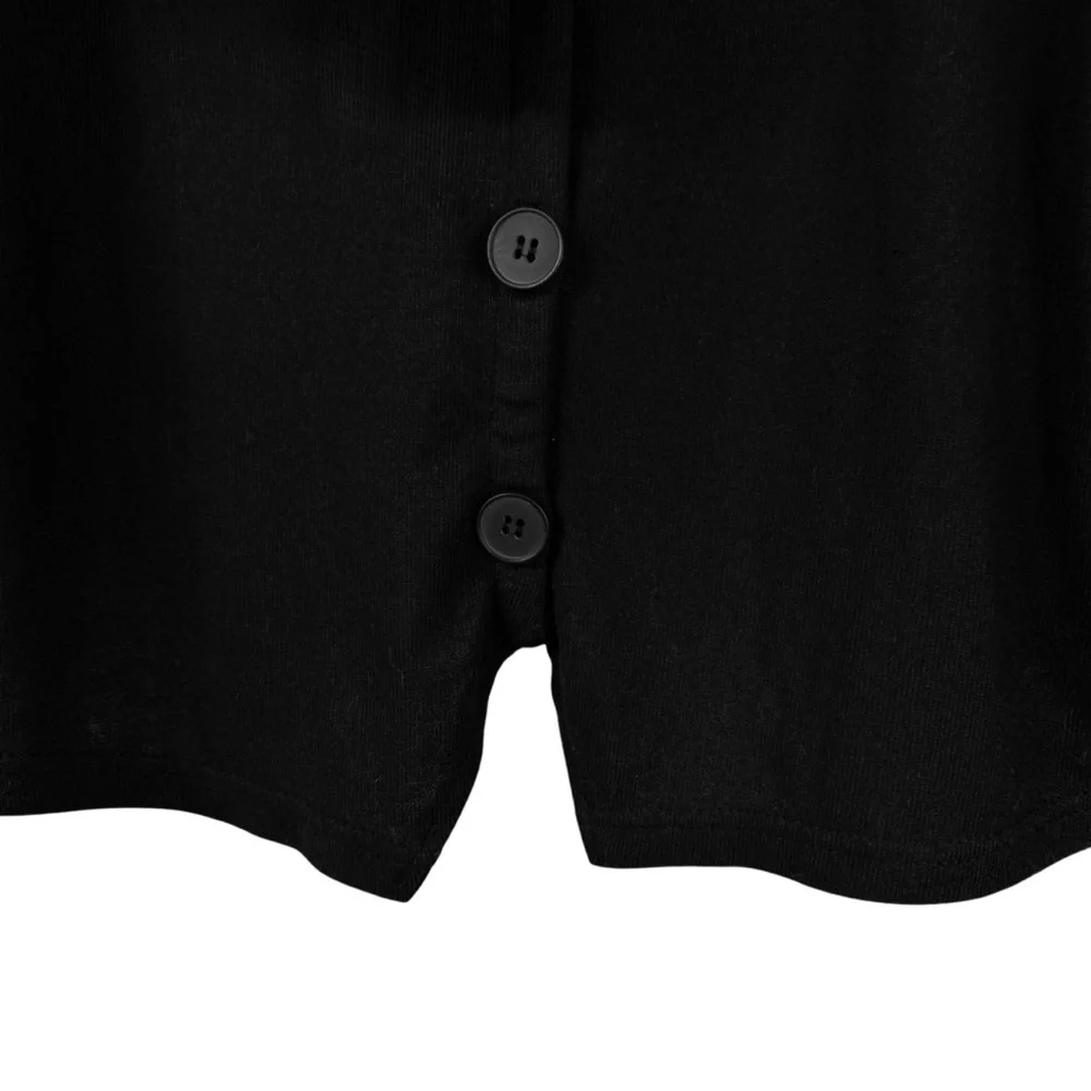 Classic Closet Staple Black Button-Front Cardigan with Notched Hem XL